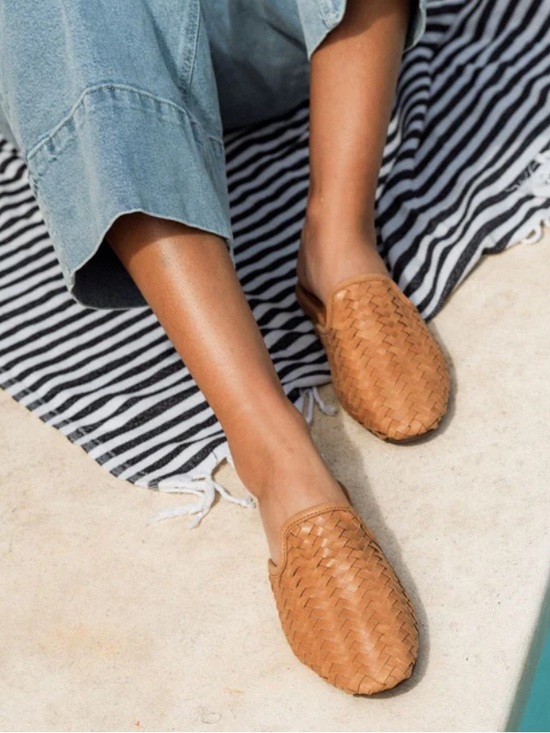 OluKai Shoes - OluKai Woven Leather Slip-On Mule
